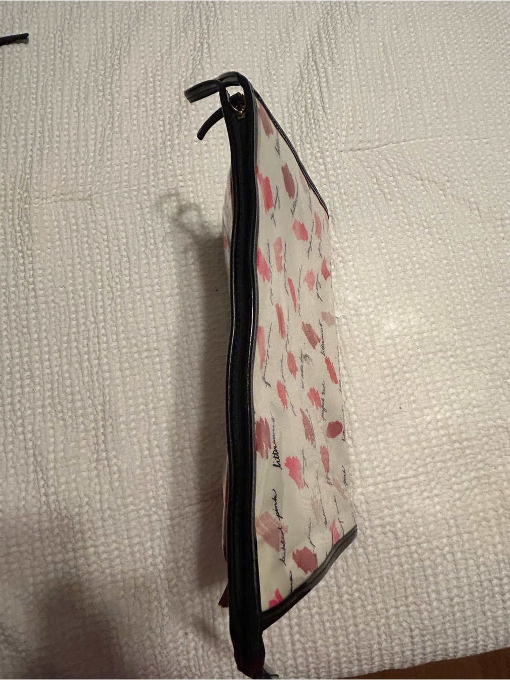 kate spade Red & Pink Brushstroke Cosmetic Pouch with Black Trim - Picture 5 of 7